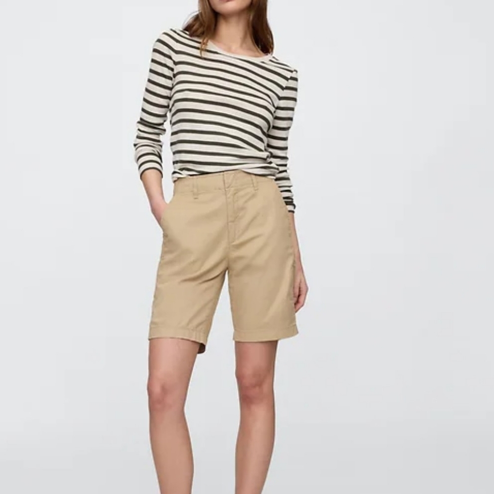 GAP Women's Khaki Flat-Front Bermuda Shorts